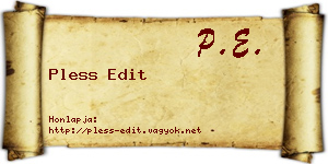 Pless Edit névjegykártya